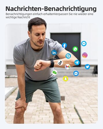 Розумний годинник Parsonver для жінок та чоловіків, водонепроникний плавальний годинник 5ATM, 1,8-дюймовий HD-екран для фітнесу з понад 100 спортивними режимами, відстеженням серцевого ритму та сну, розумний годинник для Android та iOS, чорний