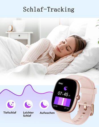 Жіночий смарт-годинник HUAKUA з функцією телефону, фітнес-годинник 1,85 дюйма з монітором серцевого ритму/монітором сну SpO2/100 спортивні режими, крокомір, водонепроникний фітнес-трекер IP68 для телефонів Android та iOS, рожеве золото