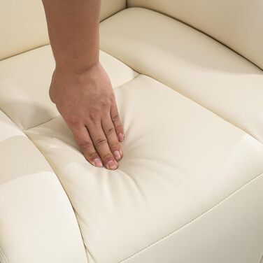 Крісло для телевізора HOMCOM з функцією відкидання, обертове крісло для телевізора з регульованою спинкою, м&39яке крісло-реклайнер, витримує вагу до 150 кг, штучна шкіра, для вітальні, кремово-білий колір