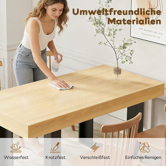 Розсувний обідній стіл 120-160 см, сучасний дерев&39яний обідній/кухонний стіл для 2-6 осіб, довгий розсувний обідній стіл, великий конференц-стіл для вітальні/їдальні (натуральний)