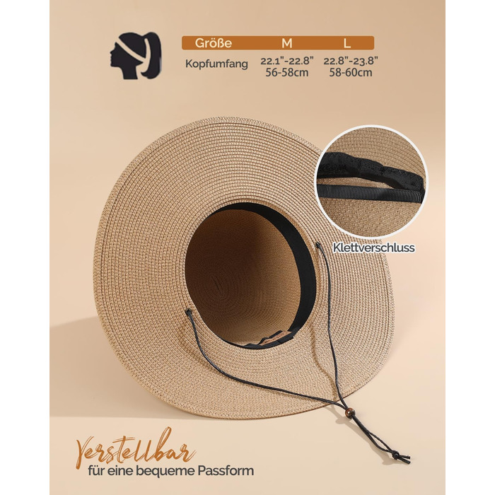 Жіночий солом&39яний капелюх Creekstone, капелюх із широкими полями, захист від сонця UPF 50, складний літній пляжний капелюх із вітровою стрічкою, колір M, хакі