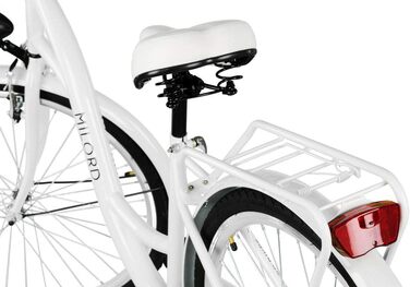 Комфортний велосипед із заднім багажником, голландський велосипед, жіночий велосипед, 1 швидкість, білий, 26 дюймів