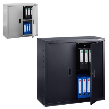 Картотечна шафа Arebos, офісна шафа, шафа для зберігання, шафа для матеріалів, сталева шафа Полиця з регульованою висотою 90x90x40 см чорного кольору