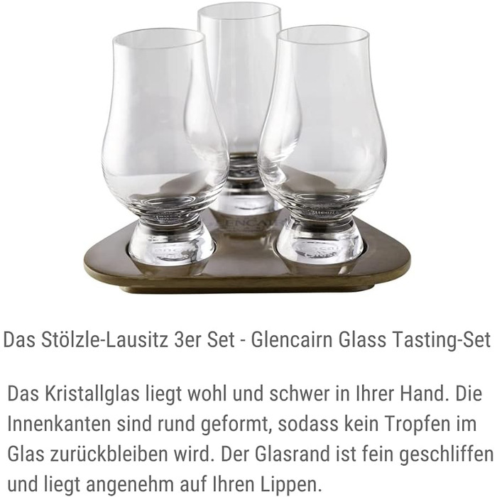 Скляний дегустаційний набір I 3 склянки для віскі 190 мл та 1 дерев'яна таця I Безсвинцеве кришталеве скло I Високоякісні склянки