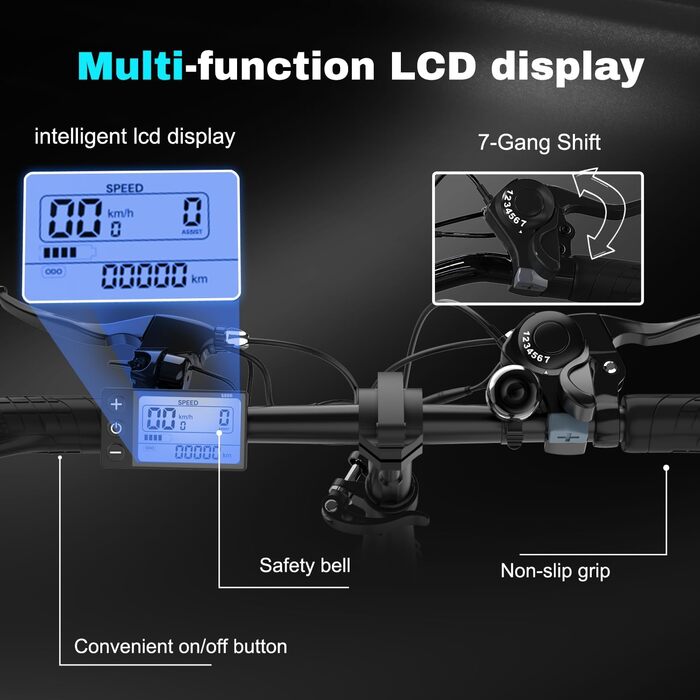 Електричний складний велосипед RCB RK6, ободи шириною 20 дюймів, легка конструкція, підходить для використання в місті та на природі. Чорний.