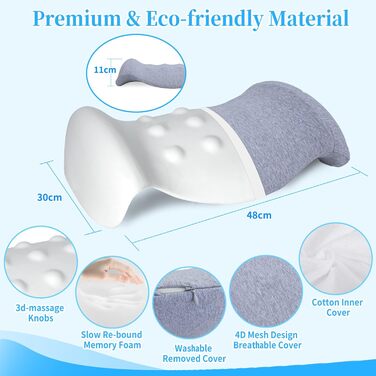 Поперекова подушка SAHEYER, ортопедична подушка для поперекової підтримки з піни з ефектом пам&39яті, ергономічна подушка для спини та поперекової підтримки для ліжка, дивана, крісла, автомобільного та офісного крісла, сіра