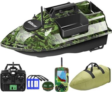 Човен для приманки Човен для приманки з GPS Човен для риболовлі Човен для приманки з ехолотом і GPS Коропова риболовля Знайти човен Ехолот з датчиком ехолота, запасні батарейки, сумочка Камуфляжний човен з ехолотом