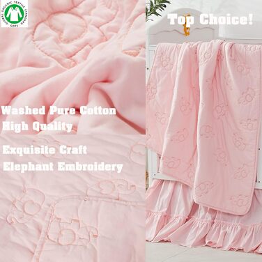 Комплект постільної білизни Brandream для дитячого ліжечка, вишитий, мотив слона, шикарний, милий, рожевий, фермерський комплект д