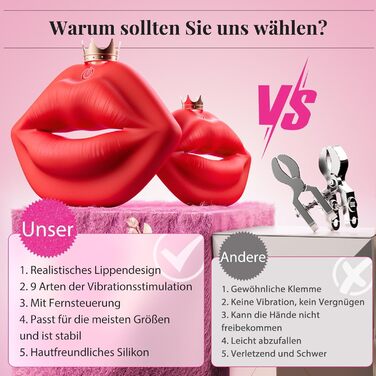 Вібруючі затискачі для сосків Gobeken, 9 режимів, з дистанційним керуванням, червоні