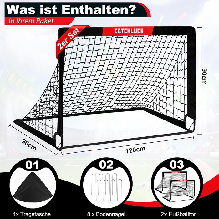 Набір дитячих футбольних воріт, 2 шт., садові футбольні ворота, вуличні футбольні ворота з сумкою для перенесення, чорні - 120x90x90