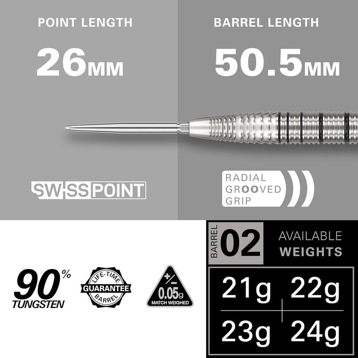Набір дротиків Target Darts EXO Edition зі сталевим наконечником 90 вольфраму Набори дротиків зі сталевим наконечником, дротики Swiss Point з ручками Pro Grip та 6 деками, інструмент SP у комплекті Професійні набори дротиків 24 г EXO 02