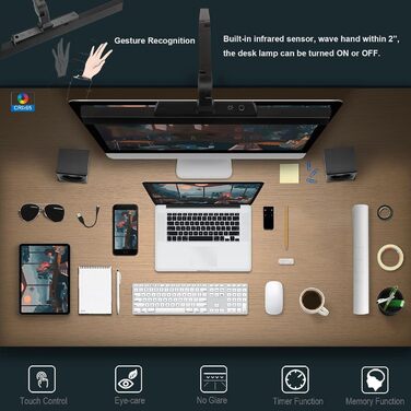 Світлодіодна настільна лампа EYOCEAN, лампа для монітора для догляду за очима, регульоване регулювання яскравості та колірної темп