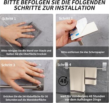 Рушникосушка без свердління 75см SUS304 Нержавіюча сталь Самоклеюча рушникосушка Міцна рушникосушка для ванної кімнати, спальні, к