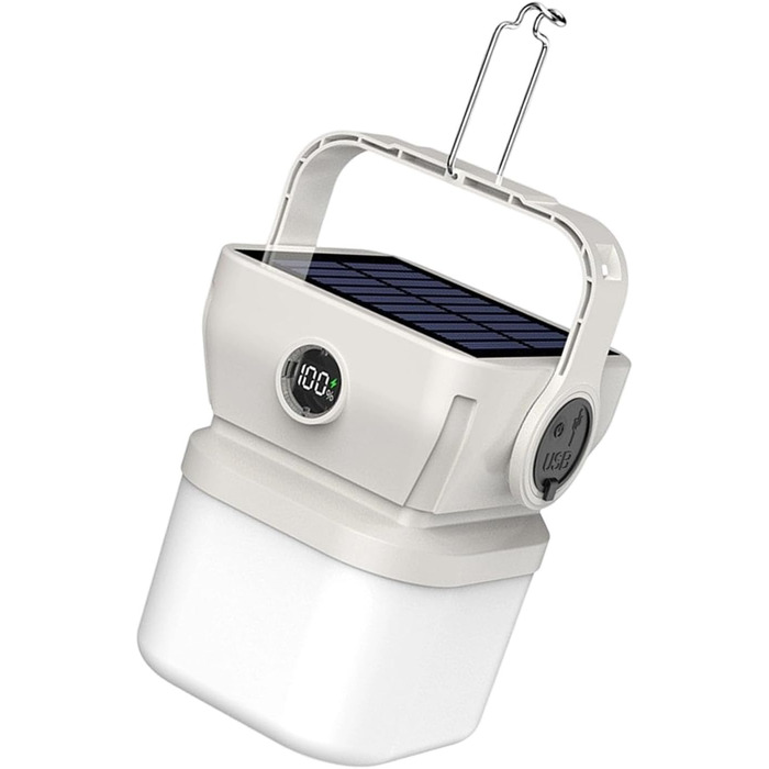 Портативний нічник з гачком для кемпінгу з USB-акумулятором для кемпінгу, сонячної батареї, світлодіодного освітлення для кемпінгу, легкого використання