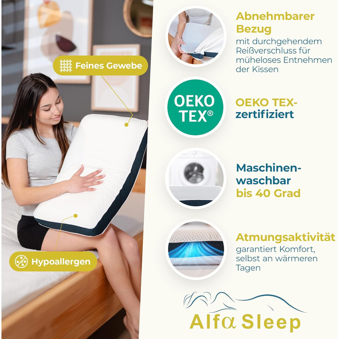 Ортопедична подушка The Flow Pillow Ергономічна подушка для голови від болю в шиї з піни з ефектом пам&39яті - двостороння подушка 2-в-1, подушка для підтримки шиї для сну на боці та на спині, один предмет (подушка для голови)