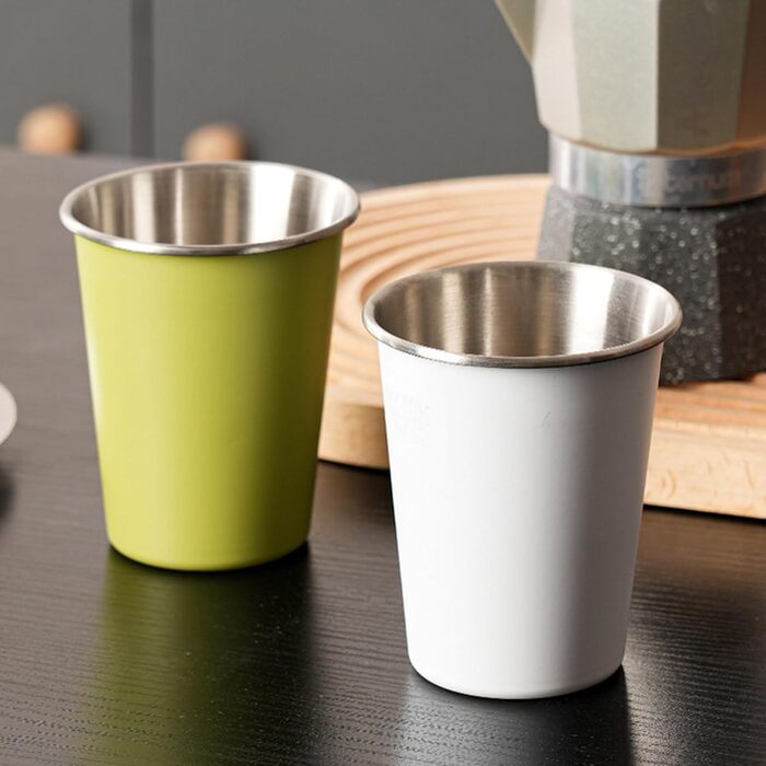 Елементні портативні чашки з нержавіючої сталі для кави, молока, пива, штабельовані кемпінгові чашки для води для подорожей на свіжому повітрі та походів, штабельовані кемпінгові посуди для води та столового посуду для походів, 4-