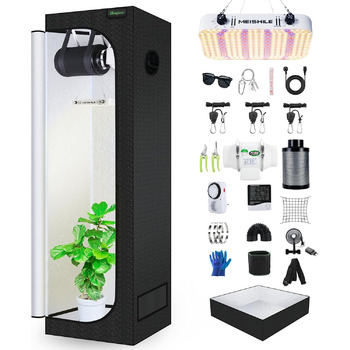 120W LED Grow Lamp Full Spectrum, Complete Hydroponics 600D Growing Tent Kit Kit System Ventilation with Thermo-Hygrometer (SZXTJ-60x60x180), 120W LED Grow Lamp Full Spectrum, Complete Hydroponics 600D Growing Tent Kit Kit System Ventilation with Thermo-H