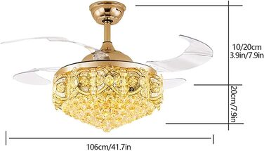 Безшумний вентилятор з лампою Кришталева люстра-вентилятор з підсвічуванням Сучасний стельовий вентилятор з підсвічуванням і світл