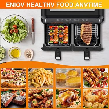 Аксесуар для фритюрниці для подвійної аерофритюрниці Ninja Foodi AF500uk Flexdrawer 10.4 л - 2 шт. и Стійка для фритюрниці з 5 шашликами, решітка для приготування їжі з нержавіючої сталі 304