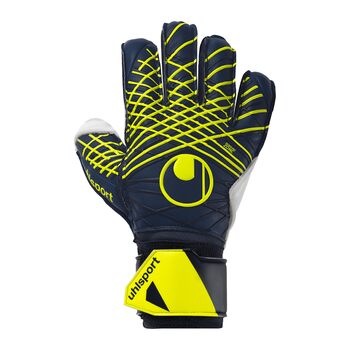 Футбольні воротарські рукавички uhlsport Prediction Soft Flex Frame - Воротарські рукавички для дітей та дорослих із захистом пальців 8 темно-синій/білий/флуоресцентно-жовтий