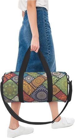 Спортивна сумка-мішок для подорожей та пляжу з мандала-принтом, чорна, універсальний розмір, дорожня сумка