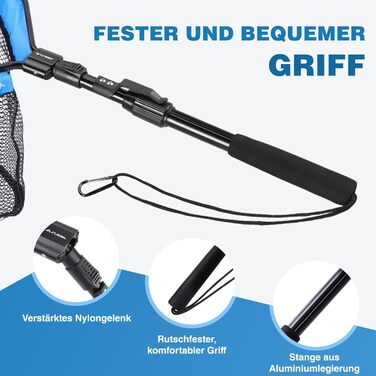Підсак FLISSA для риболовлі, плавуча рибальська сітка, гумована рибальська сітка, складна, розсувна та зручна для риби, ідеально підходить для нахлистової риболовлі, риболовлі з каяка або човна