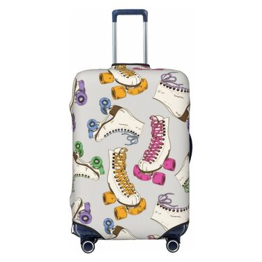 Чохол для валізи TOMPPY в ретро-стилі з яскравим принтом, еластичний, водостійкий, захищає від подряпин, підходить для валіз розміром 45,7-81,3 см, чорний, розмір M