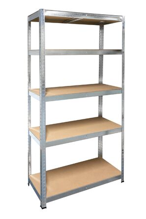 Міцний стелаж Schulte з 5 полицями з МДФ, 180x90x40 см (ВxШxГ), вантажопідйомність на полицю 175 кг, оцинкований, полиця для зберігання, полиця для підвалу, полиця для майстерні, стелаж без болтів, чорний, широкий