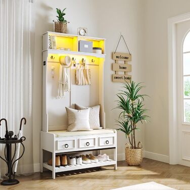 Вішалка для одягу з тумбою для взуття, окремо стояче дерево для передпокою 170 см з лавкою, висувними ящиками, вхідна лавка 3-в-1