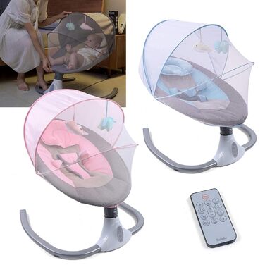 Дитяче крісло-гойдалка Baby Bouncer для 0-12місяців 3-12 кг, вбудований MP3-плеєр на 12 музичних інструментів, електричні дитячі гойдалки з музикою, складні, знімні та миються (синій)