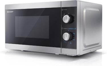 Мікрохвильова піч SHARP MS01ES (мікрохвильова піч 800 Вт, 5 рівнів потужності, функція розморожування, розміри 440x258x344см), сріблястий