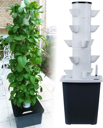 Стручків Hydroponics Tower Garden Система гідропонного вирощування. Набір для аеропоніки для вирощування трав, фруктів і овочів з гідратаційним насосом, адаптером, сітковими горщиками, таймером для трав, фруктів, 30