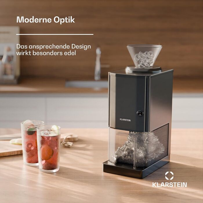 Машина для подрібнення льоду Klarstein, Льодогенератор для швидкого подрібнення з піддоном для крапель, електрична льодорубка ємністю 3,5 л, портативна машина для подрібнення льоду, Машини для подрібненого льоду 15 кг/год