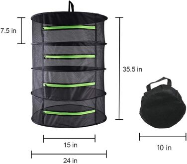 Сушильна сітка для трав, 4-х шарова сушарка для рослин Сушильна стійка на блискавці, складна підвісна Підходить для сушіння сухоцв