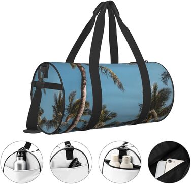 Спортивна сумка, дорожня сумка, пляжна сумка, принт Кокосова пальма, сумка для ночівлі, чорна, універсальний розмір, сумка для подорожей