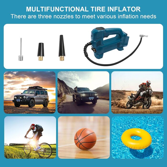 Акумуляторний компресор QUPERR для акумулятора Makita 18 В, електричний акумуляторний повітряний компресор 10,34 бар / акумуляторн