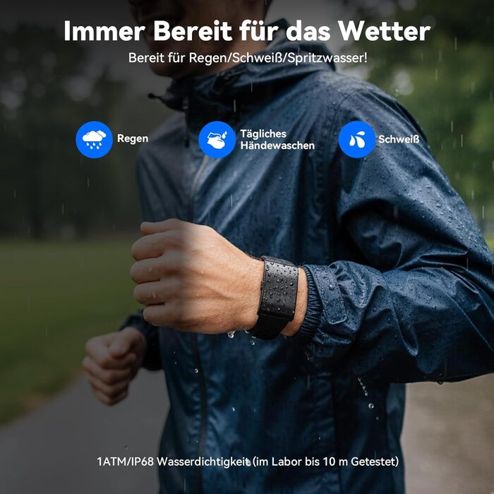 Фітнес-трекер для чоловіків та жінок без дисплея, смарт-браслет, цілодобовий відстежувач активності та сну з аналізом серцевого ритму та штучним інтелектом, 60-денний час роботи від батареї, понад 170 спортивних режимів, без підписки, чорний