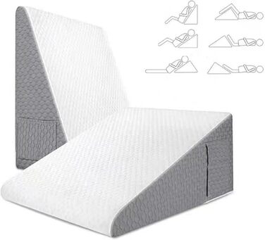 Подушка-клин для сну, подушка-клин для читання для ліжка та дивана, як подушка для ніг або спини, рефлюксна подушка для ліжка та дивана, клин для матраца для дорослих, клин для рефлюксної подушки (біла)