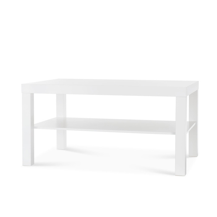 Журнальний столик, столик до дивана, приставний столик 90x55x45 см - з полицею - білий 90x55x45 см Білий