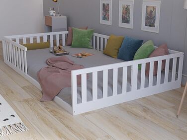 Дитяче ліжко Love For Sleep Floor Bed White 140x200 см, конструкція, зручна для дітей, дитяче ліжко Florence, дерев&39яне ліжко - ліжко Монтессорі 140x200 см з рейковою основою