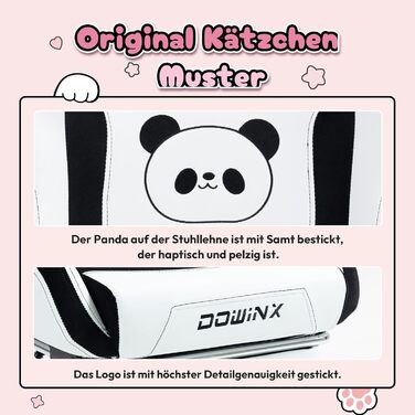 Ігрове крісло Dowinx - Видання Cute Panda - Ергономічне комп&39ютерне крісло з високою спинкою та поперековою опорою, шкіра PU, підставка для ніг, панда чорно-білий колір