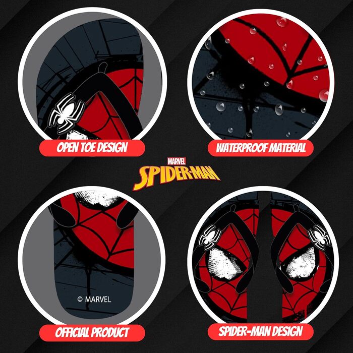 Шльопанці Marvel Spiderman, класичні сандалі, подарунок для хлопчиків, чоловіків та підлітків, розміри EU 40-45 40/41 EU чорного кольору