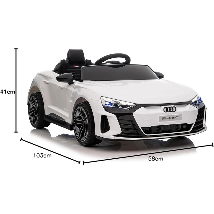 Дитячий автомобіль - Електромобіль Audi RS E-Tron - ліцензійний - акумулятор 12V7AH та 4 двигуни - 2,4Ghz MP3 шкіра Єва (Біла) Біл