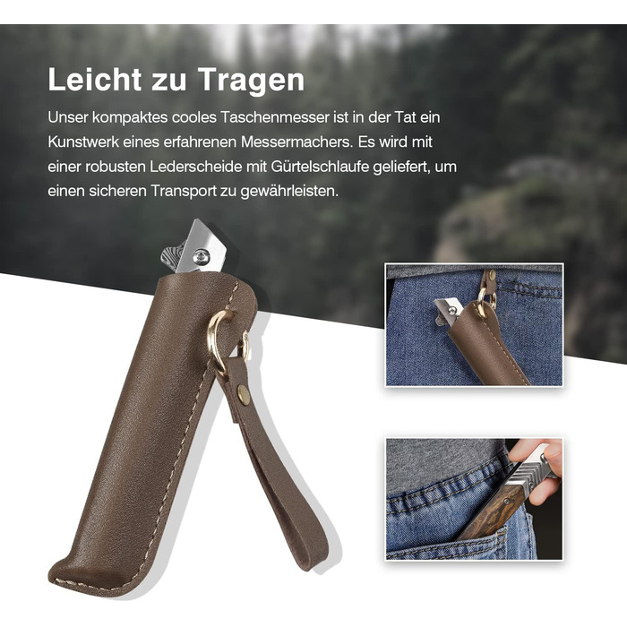 Тонкий складаний ніж, кишеньковий ніж з дерев'яною ручкою, одноручний ніж з піхвами, EDC ніж, ніж для джентльменів, ніж для активн