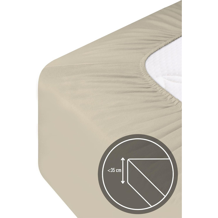 Простирадло на резинці з м&39якого ліоцеллового бавовняного матеріалу з глибиною кишені 35 см - дихаюче простирадло на резинці, бавовняне простирадло, колір 1 х бежевий, розмір 140-160 см x 200 см x 35 см, 1 х бежевий 140-160 см x 200 см x 35 см