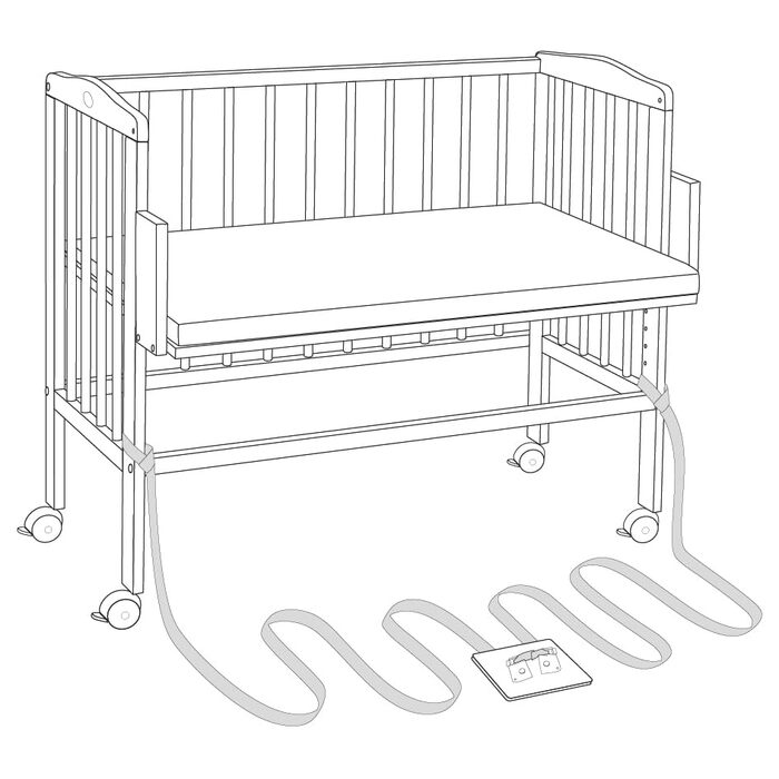 Приліжкове ліжечко Waldin з матрацом, регульована по висоті, натуральна необроблена деревина, велика поверхня для лежання 90x55 см (90Д x 60Ш x 80В см), натуральна необроблена деревина