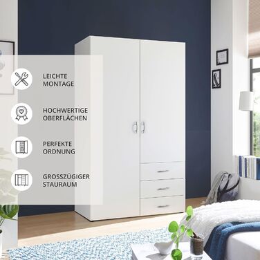 Гардероб HARRY Білий - Універсальна 2-дверна шафа для вашої спальні - 101 x 176 x 51 см (Ш/В/Г)