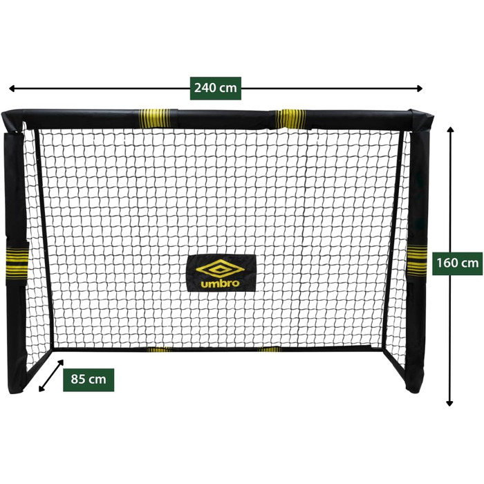 Футбольні ворота Umbro - Великі футбольні ворота - Футбольні ворота - Футбольні ворота для саду, дітей та дорослих - Тренувальний футбольний інвентар для приміщень та вулиці - Метал - Чорний/Жовтий 240x160x8 см