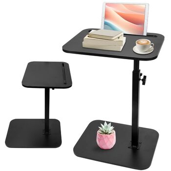 С-подібний бічний столик, поворотний на 360 та регульований по висоті диванний столик, журнальний столик, бічний столик, диванний столик, тумбочка для вітальні, спальні, ванної кімнати, ліжка (чорний)