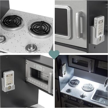 Дитяча іграшкова кухня зі світлодіодним спалахом, дерев'яна дитяча іграшка, рольові кухонні аксесуари, включаючи рольову кухню для